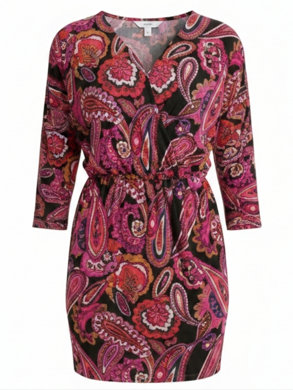 Trina Turk Pink Paisley Surplice Wrap Dress Small NWT Retro Birch Jersey Mini - Picture 1 of 15